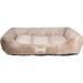 rectangle dog bed super soft plush pet bed for medium and large cats dogs reversible fabric dog bed anti-slip bottom machine washable 34 x 24 x 8 inches beige