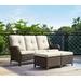 Outdoor Furniture Set 5-Piece Patio Rattan Wicker Sectional Sofa Set with 3-Seat Couch 2 Armchairs 2 Ottoman Footrests for Patio Conversation (5 PC Brown/Beige)