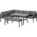 durable Patio Conversation Furniture Set Seats 8 4 Piece L-Shaped Outdoor Sectional Sofa with Dining Table 2 Couches Cushions and Bench Heather Grey