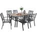 simple VILLA Patio Dining Set 7 Pcs 1 Metal Dining Table and 6 Patio Stackable Chairs for Outdoor Backyard Bistro Furniture Set