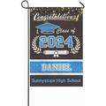 Personalized Graduation Garden Flag with Name & School Name Congratulations Class of 2024 Gold Sparkle Navy Blue Custom Photo Outdoor Graduation Decorations Class of 2024