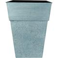 22 Inch Avino Tall Square Planter - Decorative Indoor Outdoor Plant For Front Porch Deck Patio And Home Oxidized Black