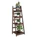 Funkeen Wood Plant Stand Indoor 4-Tier Foldable Plant Shelf Tall Flower Pot Holder Display Stand Outdoor Plant Ladder Corner Storage Shelves for Living Room Balcony Patio Garden