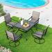 simple 5 Pieces Patio Dining Set Outdoor Furniture Set with 37 Square Black Metal Table and 4 Padded Textilene Fabric Swivel High Back Chairs for Garden Poolside Backyard Porch