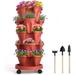 Stackable Planter with Removable Wheels and Garden Tools Garden Planting Tower Planters Indoor Outdoor Gardening Pots - 5 Tier Vertical Garden Planter