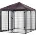X X Dog Kennel Outdoor Walk-In Pet Playpen Welded Wire Steel Dog Fence With Water-And UV-Resistant Canopy Jet Black