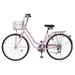 26 Inch Ladies Commuter City Bike Shimano 7 Speeds Cruiser Bicycle with Basket
