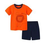 Boy Outfits Summer Cartoon Printed T Shirt Short Sleeve Shorts Two Piece Set Casual Outing For 2 To 7 Years Clothes Orange 12 Months-18 Months