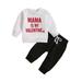 Bjutir Cute Outfits Set For Boys Girls Toddler Long Sleeve Letter Prints Tops And Pants Child Kids 2Pcs Set Outfits Kids Clothese