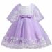 Elainilye Fashion Flower Girl Dress Embroidery Gauze Dress Princess Dress Formal Dresses for Wedding Party Sizes 3-12Y Purple