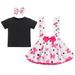 IBTOM CASTLE Toddler Baby Girls Mouse Birthday Outfit Short Sleeve Pullover T-shirt Suspender Skirt with Headband Cake Smash Casual Outfits 18-24 Months Black + Hot Pink