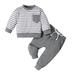 Summer Savings Clearance 2024! Itsun Toddler Boy Outfits Toddler Baby Boy Clothing Sets Little Dinosaur Printed Long Sleeve Tops and Pants Kids 2pcs Outfits Gray 80