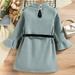 Pitauce Dress for Girls Round Neck Elegant Bow Turtleneck Midi Dress Winter Warm Flared Long Sleeve Dress with Detachable Belt Gifts for Baby