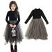 Esaierr Kids Baby Girls Long-Sleeve Dresses Little Big Girls Spring Fall Pullover Mesh Dress Casual Cute Princess Dress A-line Tunic Dress Black Fluffy Tulle Tutu Dress Size 3-12T