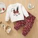 Easter Girls Outfits Set- Toddler Kids Infant Newborn Baby Girls Long Sleeve Cartoon Bowknot Sweatshirt Tops Flower Print Pants Outfits Set 2PCS