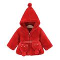 QUYUON Toddler Girls Fleece Jacket with Hood Baby Girls Long Sleeve Zip up Hoodie Jacket Winter Warm Down Coat Outerwear with Pockets Infant Newborn Puffer Jacket Red 6 Months