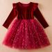 Kayannuo Christmas Gifts for Kids Clearance Dress Star Sequins Mesh Princess Dress Christmas Performance Dress For Age 2-7 Years Old Christmas Decor