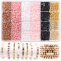 ACMDL Boho Style DIY Clay Beads Bracelet Kit Friendship Bracelet Making Kit For Women Golden Letter Beads Pink White Clay Beads Kit For DIY Jewelry Making