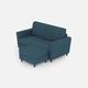 Mittleres 2-Sitzer-Sofa Yasel (zwei 70-cm-Sitze) + Pouf, Außenmaße L.172 T.145, Avio-Farbe