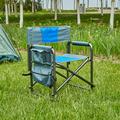 1-Piece Outdoor Foldable Chair Modern Portable Camping Chair with Pockets Oversized Lightweight Folding Chair for Indoor Camping Picnics Fishing Hiking Gardening Travel Beach Blue + Grey