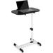Mobile Portable Laptop Desk Stand Rolling Standing Black Table With Wheels For Offices Home Medical