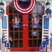 Yuljskio Fourth Of July Decoration Wooden Welcome Door Sign Patriotic Wall Decoration Red White And Blue Garland American Flag Hanging Sign Independence Day Decoration Door Porch Wall