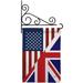 Breeze Decor US UK YPF5 Friendship Garden Flag Set Wall Holder Regional American Alliance World Country Particular Area House Decoration Banner Small Yard Gift Double-Sided Made in USA