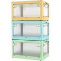 3 Pack Foldable Storage Bins 11.4Gal Collapsible Storage Bins with 5 Opening Ways Folding Storage Boxes with Lids Foldable Storage Cubes for Clothing Toys Books (Mixed Color)