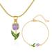 GHYJPAJK Bracelet Set Romantic Flower Tulip Fashion Necklace Bracelet Combination Set