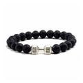 GHYJPAJK TPALPKT Natural Black Volcanic Lava Stone Dumbbell Bracelet Black Matte Beads Gym Bracelets Lava Rock Bracelet Natural Stone For Women Men Fitness Barbell Jewelry Gifts