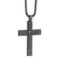 Cross Necklace for Men Women Silver Black Gold Cross Necklace Prayer Stainless Steel Plain Cross Pendant X2A3