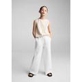 Wideleg linen trousers white - Kids - 9-10 years - MANGO KIDS