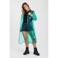 Brave Soul Womens Light Green Hooded Longline Rain Mac With Contrasting Binding - Size L/XL