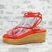 Nine West Shoes | New Nine West Womens Alexx3 Strappy Platform Casual Wedge Sandals Shoes I675 | Color: Orange/Red | Size: 8