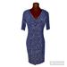 Ralph Lauren Dresses | Euc Ralph Lauren Blue Navy & White Geo Print Faux Wrap Dress Size 4p Petite | Color: Blue/White | Size: 4p