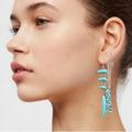 Free People Jewelry | Free People Turquoise Stone Threader Earrings | Color: Blue/Gold | Size: Os