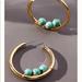 Anthropologie Jewelry | Nwt Anthropologie Embellished Hoop Earrings | Color: Blue/Gold | Size: Os