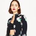 Zara Jackets & Coats | Nwot Zara | Short Jacket With Floral Print | Color: Black | Size: Xs