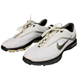 Nike Shoes | Men's Nike Air Academy Golf Shoe White Low Top Cleat Leather Sneaker Size 10.5 | Color: White | Size: 10.5