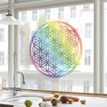 Sticker de fenêtre Fleur de couleur arc-en-vie - Dimension: 110cm x 110cm
