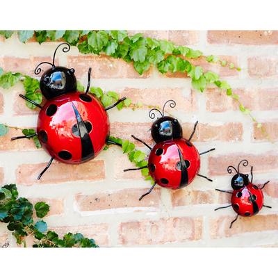 Metal Lady Bug Garden Decor (Set Of 6) by Melrose in Red