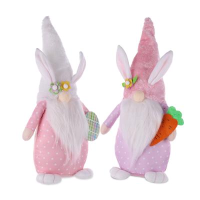 Plush Easter Bunny Gnome Shelf Sitter (Set Of 2) by Melrose in Pink