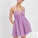 American Eagle Outfitters Dresses | Ae Ruched Halter Mini Dress | Color: Purple | Size: L