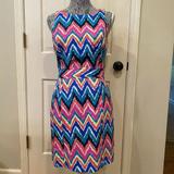 Lilly Pulitzer Dresses | Lilly Pulitzer Kirkland Sheath Dress Hearts A Flutter Chevron Print | Color: Blue/Pink | Size: 4