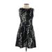 Ann Taylor Casual Dress - Fit & Flare: Black Print Dresses - Women's Size 4 Petite