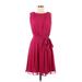 Calvin Klein Casual Dress - Fit & Flare: Burgundy Solid Dresses - Women's Size 6