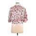 Zara 3/4 Sleeve Blouse: Pink Floral Motif Tops - Women's Size Medium