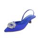 SOOUICKER Ladies Slingback Kitten Heel Court Shoes for Women Mid Heel Diamante Pointed Toe Wedding Prom Dress Sandals