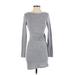 Derek Heart Casual Dress - Mini: Gray Marled Dresses - Women's Size Small