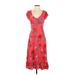 Banana Republic Casual Dress - Midi: Red Floral Dresses - Women's Size 0